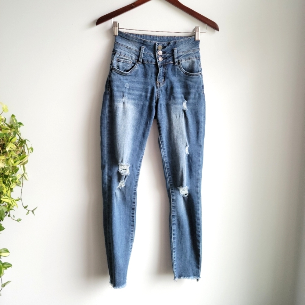 IBIZA Distressed High-Rise Jeans - Size US 3